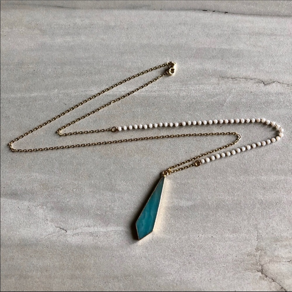Amazonite 14k Gold Rosary Bead Necklace - Picture 5 of 8